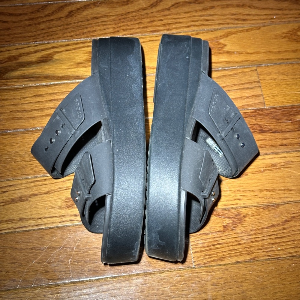 CROCS Black Platform Slide Sandals - Picture 3 of 4